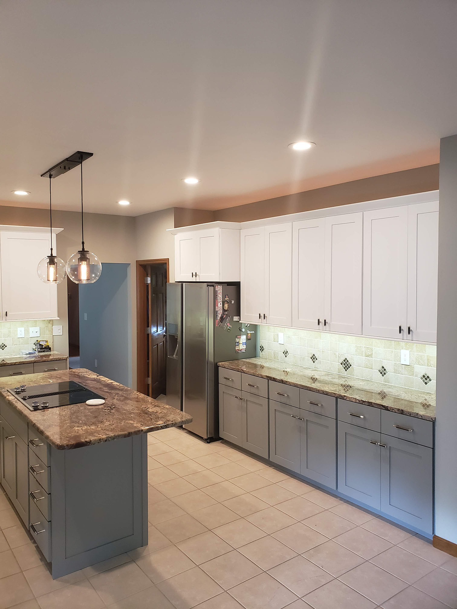 Modern dual color kitchen cabinets - custom woodwork St. Louis